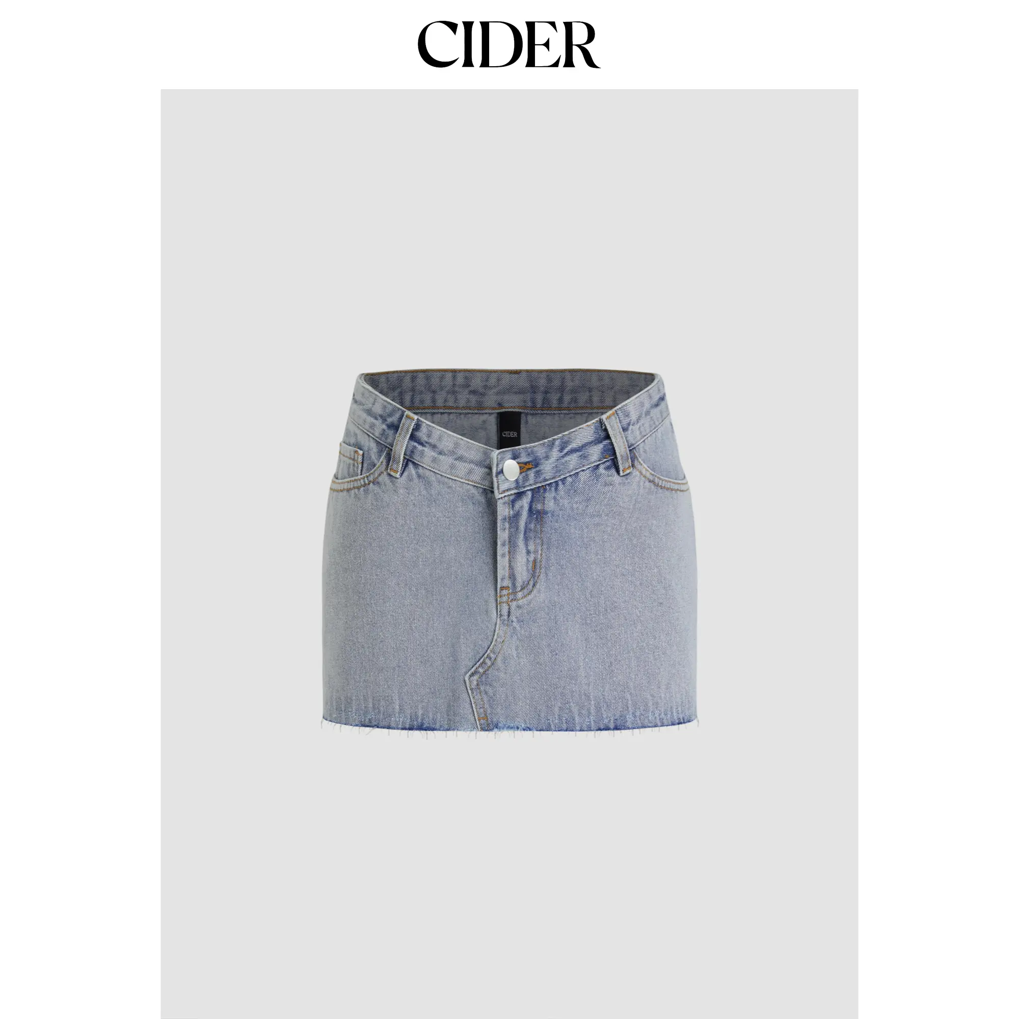 Cider Denim Low Rise Asymmetrical Micro Mini Skirt
