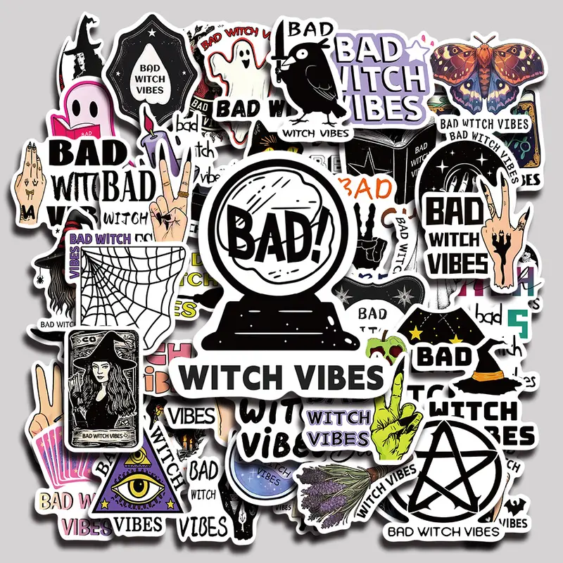 50PCS Bad Witch Aesthetic Vinyl Stickers Pack for Laptop Water Bottle Phone Case Skateboard Journal Scrapbook DIY Decoration