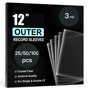 100/50/25pcs 12in Lp Crystal Clear Vinyl Record Sleeves, 3 Mil Archival-Grade, 12.75"x12.75", Perfect Fit for Single/double Lps & Gatefolds