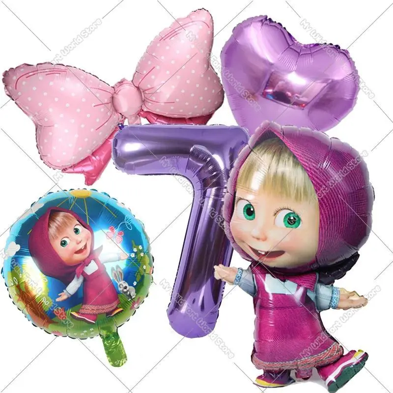 Masha and The Bear Birthday Balloons Decoration Number Bowknot Heart Ballons Set Girl Boy Party Supplies Kids Birthday Favors Masha and The Bear Birthday Balloons Decoration Number Bowknot Heart Ballons Set Girl Boy Party Supplies Kids Birthday Favors