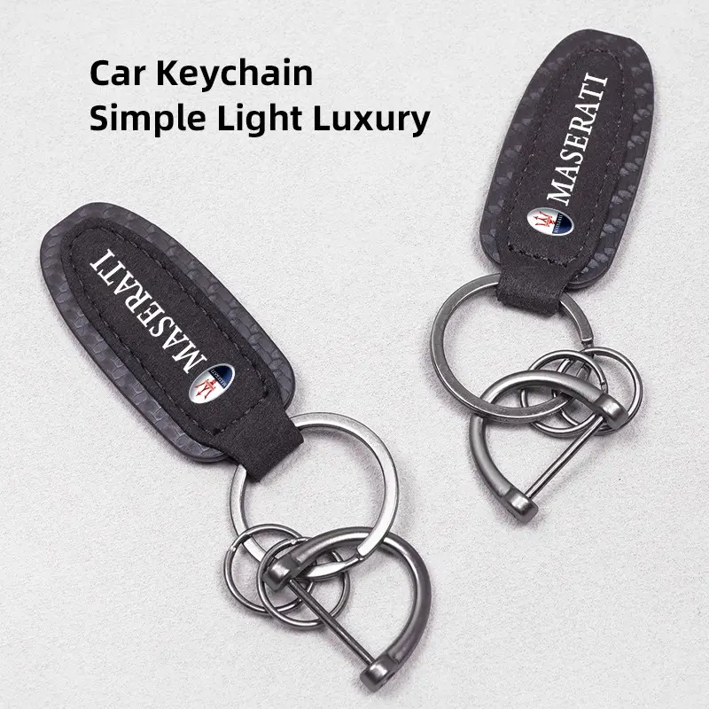 Metal Leather Car Keychain Car Key Ring For Maserati Levante Ghibli MC20 Grecale Quattroporte GranTurismo President GranCabrio Coupe Spyder