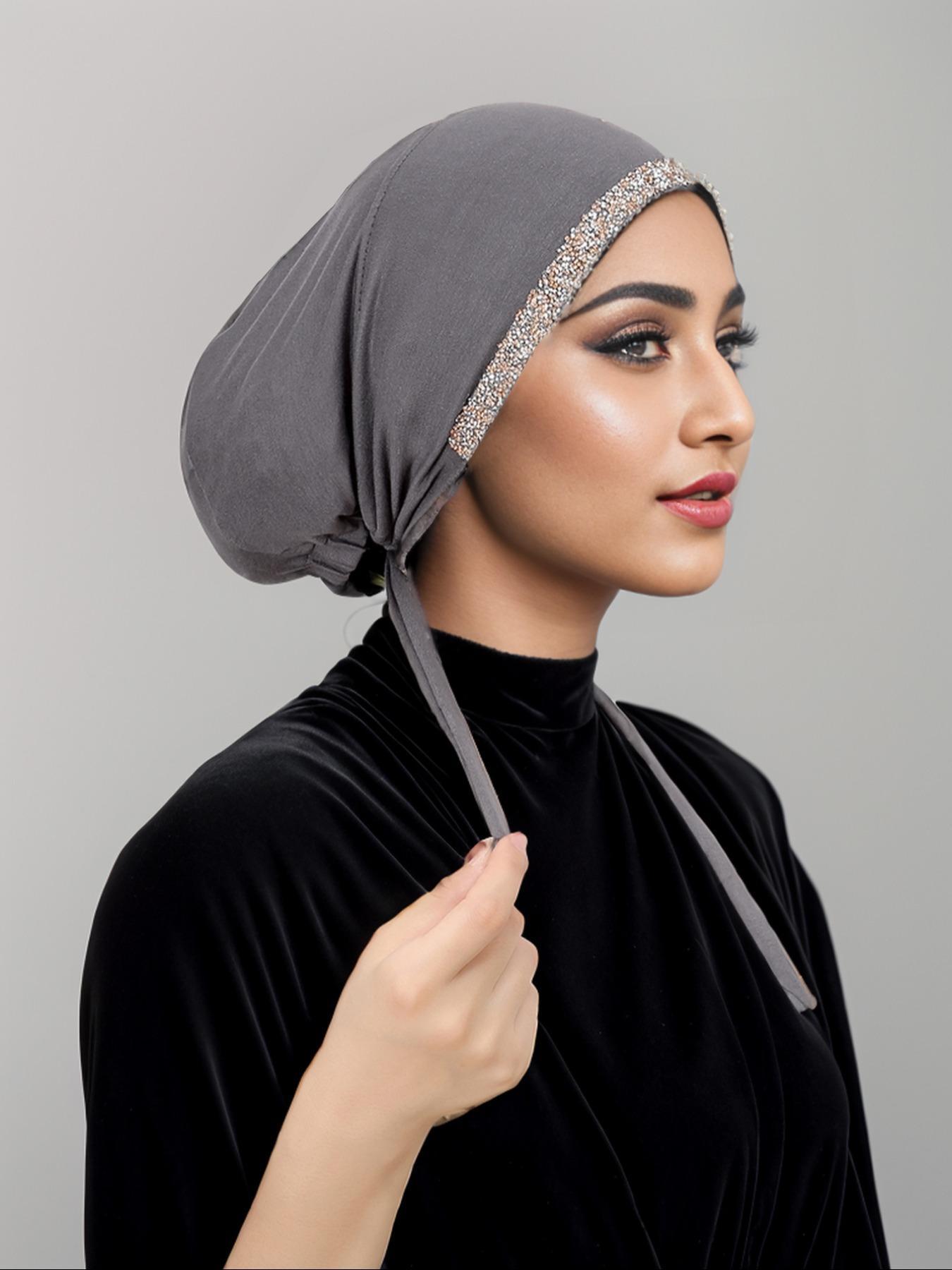 Women's Rhinestone Decor Instant Hijab, Modest Fashionable Hijab for Daily Wear, Women's Islamic Clothing for All Seasons, Clothes for Women