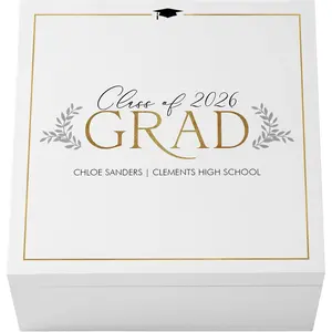 Let's Make Memories Personalized Keepsake Box - For Graduation - Class of 2026 or Any Year - Graduate Memento Box - Customized For Any Grad and School - Branch Out - 12" Lx12 Wx6 H