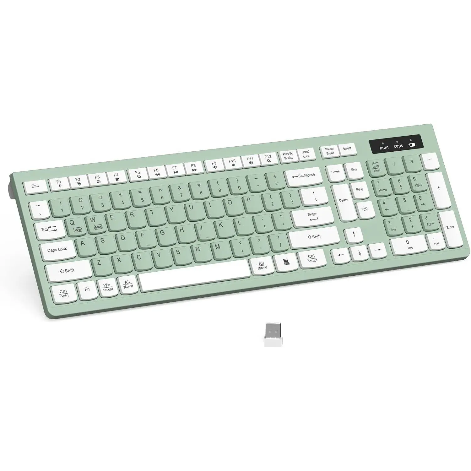 Keyboard Silent for Office and (Avocado Green) | 2.4G Full Size Silent Cordless Keyboard with Tilt  for Windows/ OS/Desktop/Laptop/PC
