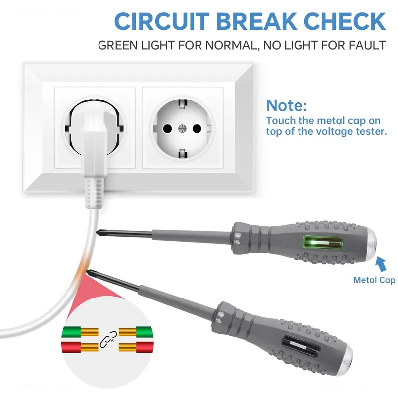 2 count  Tester  Set - Multifunctional, Magnetic Tips for Enhanced Efficiency, Dual-Use Design with Neon Light Display for AC/DC Circuit Detection, Comfortable Anti-Slip Grip