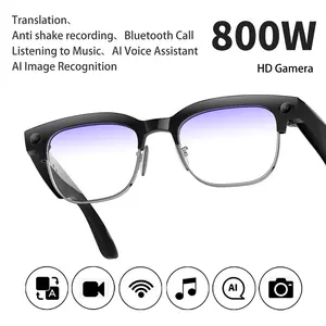 2026 Ai Smart Glasses, 800w Camera, Stabilized HD Video Recording, Voice Translator, Music Playback, BT Call, Unisex, Ideal for Meetings & Travel