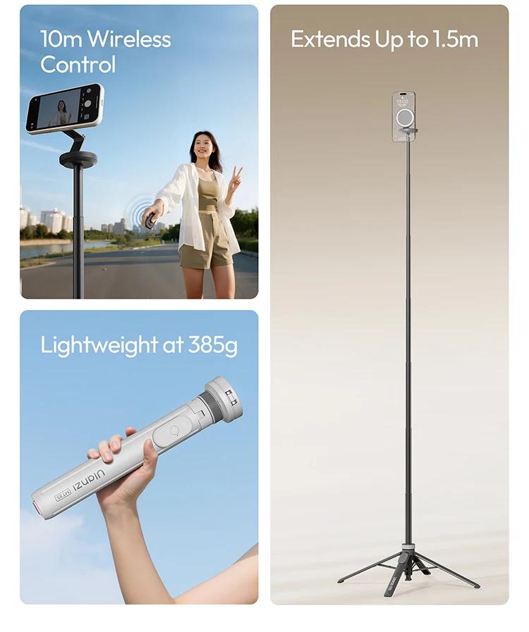 Ulanzi MT85 Smartphone Selfie Stick Phone Automatic Tripod Stand 1.5M With Bluetooth Controller 10M Wireless Magsafe Quadruped