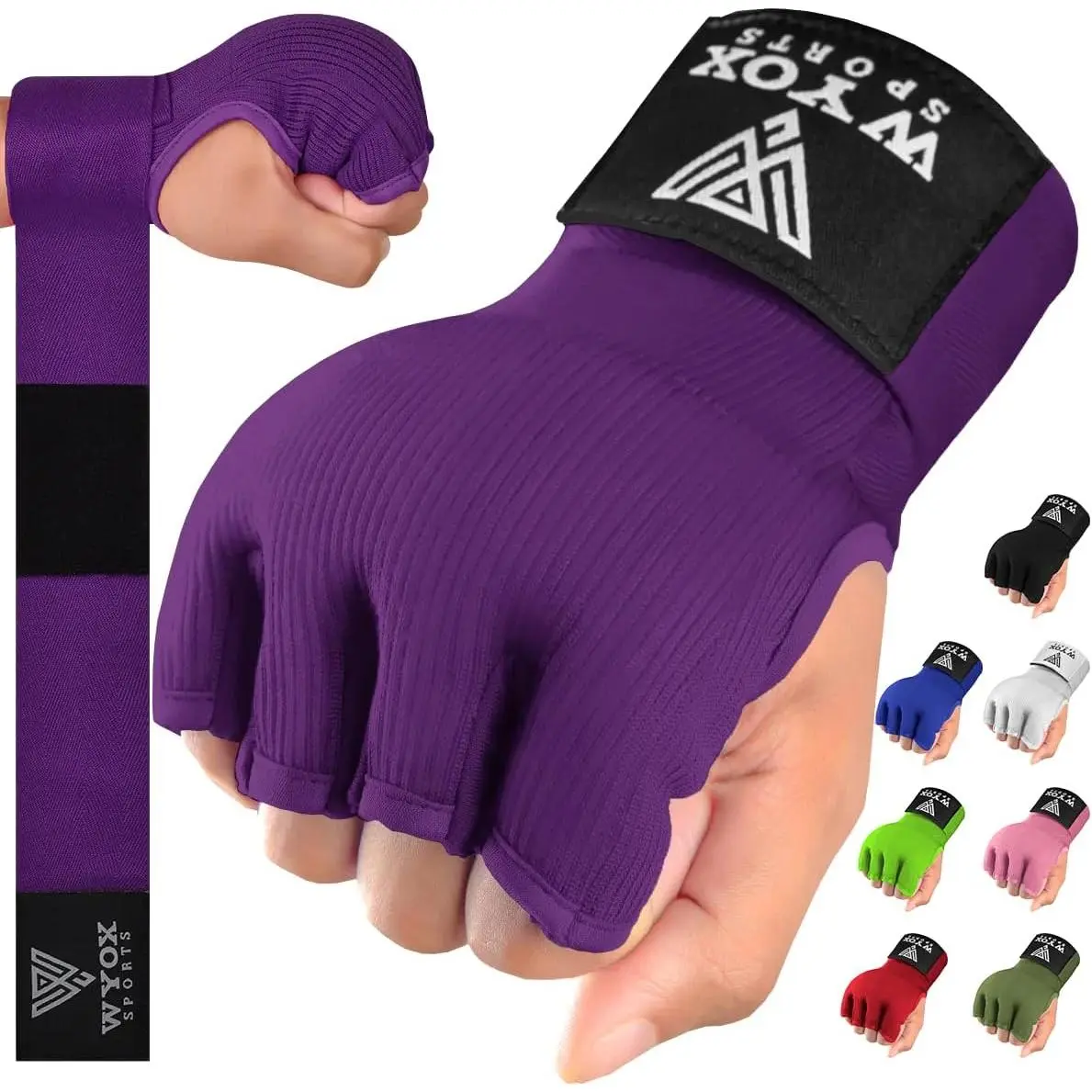 Gel Boxing Hand Wraps Inner Gloves for Men & Women – 80cm/31inch Quick Wrist Strap, Padded Knuckle Support, Fingerless MMA Muay Thai Kickboxing Wraps for , Punching & Martial Arts