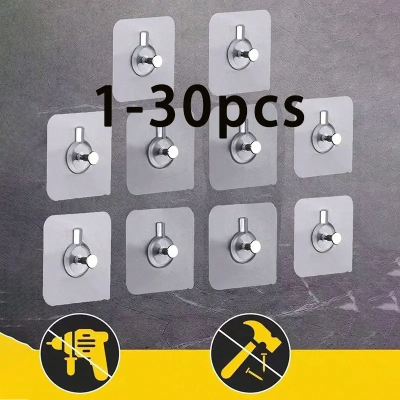 Self-Adhesive Waterproof No Drilling Transparent Plastic Hook with Screws, Ideal for Hanging, Durable and Easy to Install, Sticky Hooks for Hanging