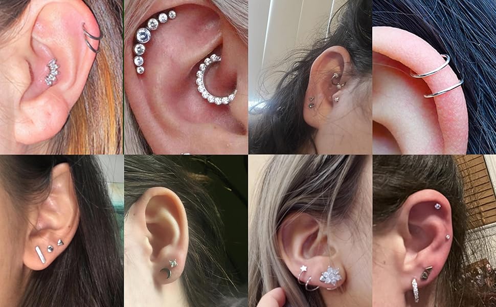 FASACCO Cartilage Earring 18G Flat Back Stud Earrings Surgical Steel Helix Tragus Piercing Jewelry