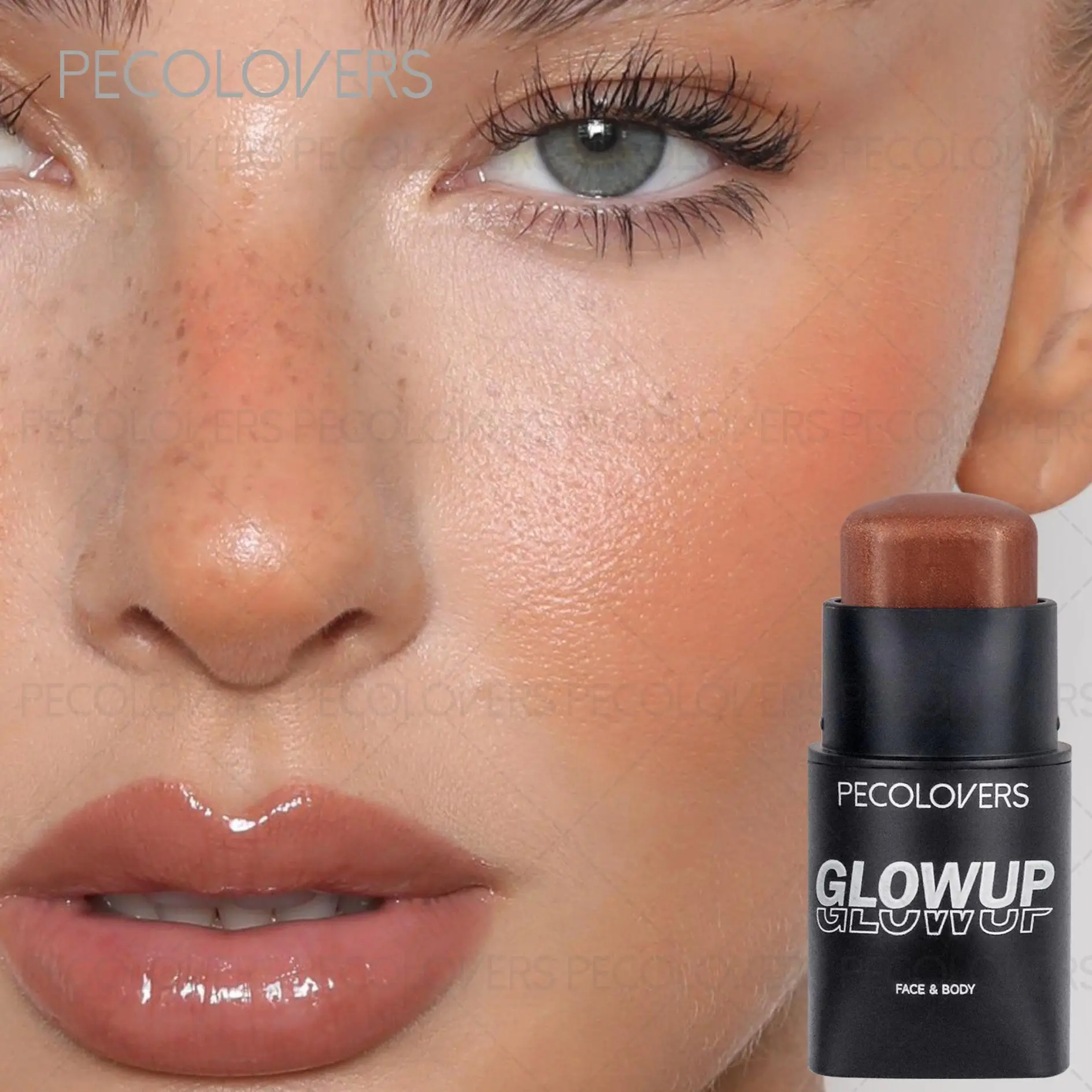 1PC Brighten Makeup Stick, Long-Lasting Blush& Highlighter, Shimmy Finish, Ideal Gift, Holiday's Day Gift,Suitable for Beginner
