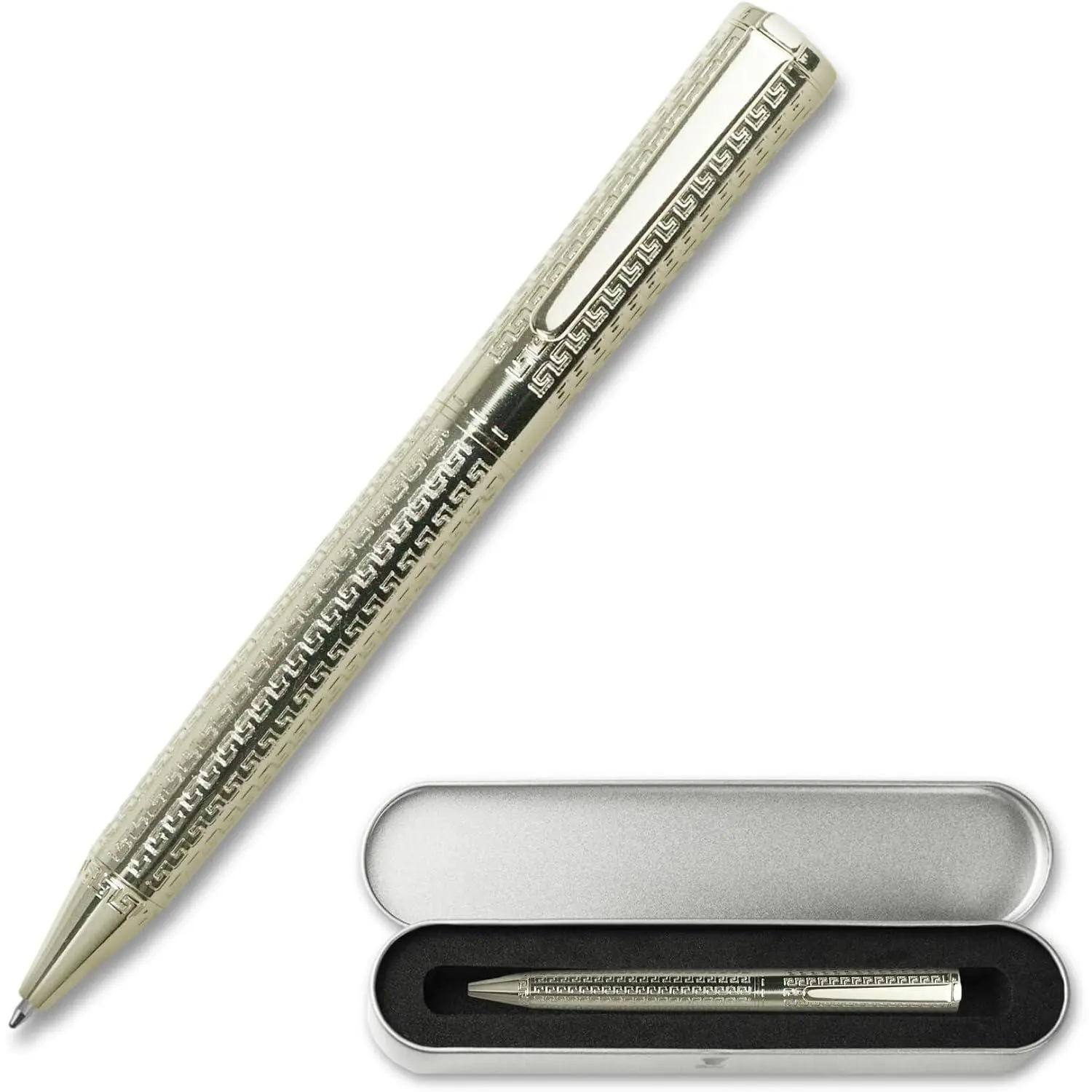 Executive Pens for Men Women, Heavy Ballpoint Pens Set for , Retractable Ball Point Pens for Work, Smooth Writing Black Ink with Carved Design,