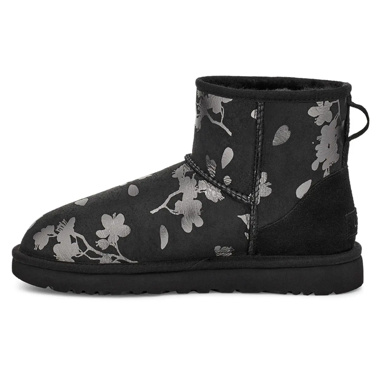 UGG Classic Mini Floral Foil Fur Lined Snow Boots 1118163-BLK