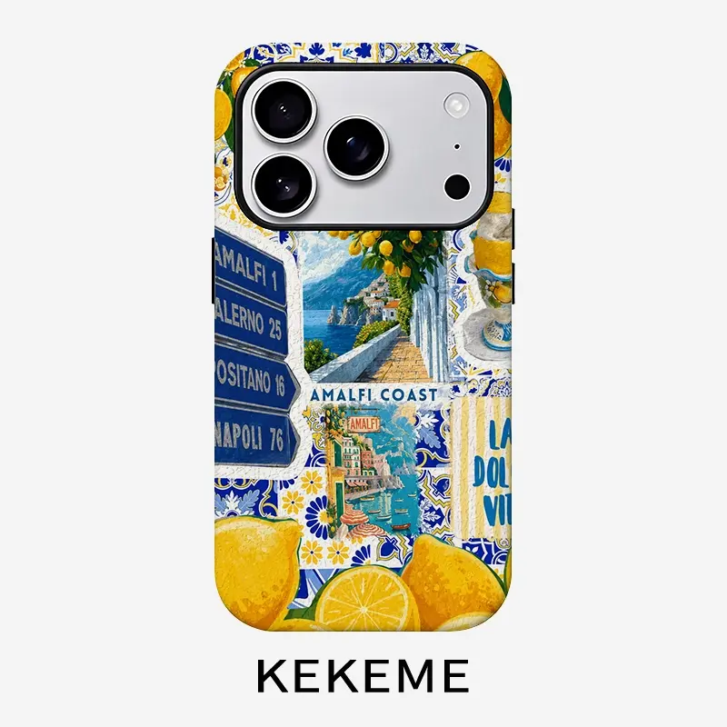 Lemon Coast Creative Pattern, Stylish and Unique 2-in-1 Phone Case, Durable and Anti-Drop, Suitable for iPhone 17 16 15 14 13 12 11 Plus Pro Max Air, Samsung Galaxy S Series and A Series, Gift to Friends and Family