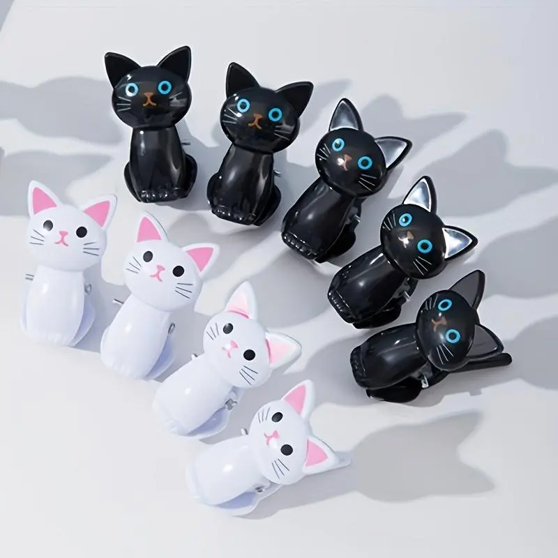 Set of 4 Adorable Cat Clips/Storage/Versatile Snack Bag Sealing Clips/Wind-Resistant Clothespins/Ideal for Laundry And Sealing Snacks/Office Desk File Organizer Clips/Desk Storage Solutions/Clothes Pins