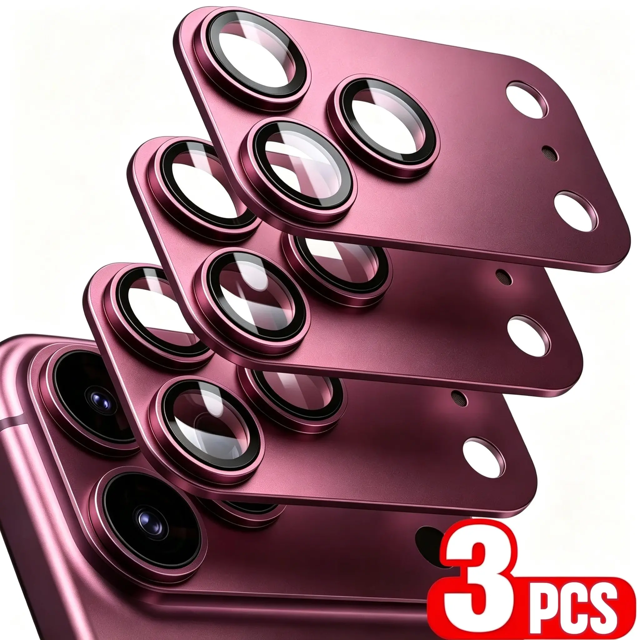 3pcs Metal Camera Protective Film for iPhone 18 Pro | 18 Pro Max Rear Lens Integrated Full Coverage Aluminum Alloy Scratch Resistant Camera Protective Film, HD Clear, Fashion Phone Additions [Sky Blue/Dark Cherry Available]