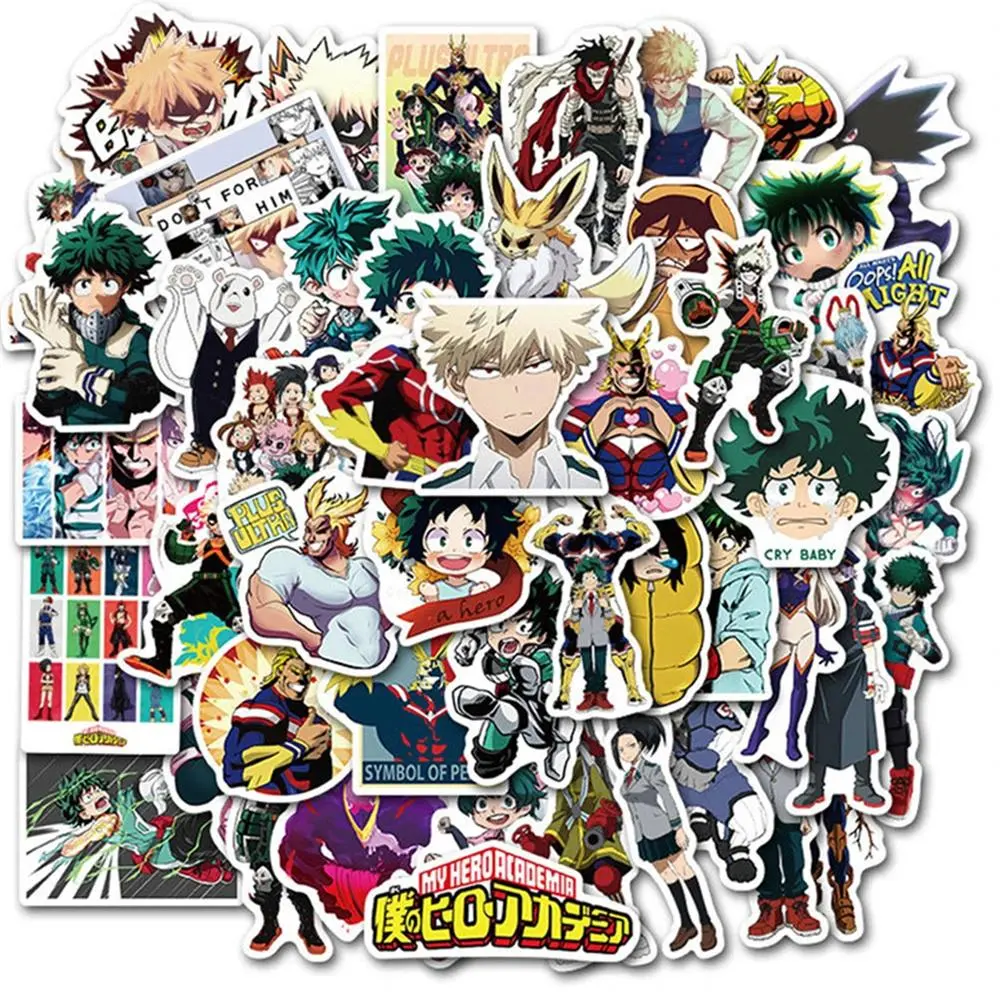 50pcs Anime Kawaii Stickers My Hero Academia Midoriya All Might Bakugo Todoroki Mirio Shigaraki Scrapbooking Stationery Sticker
