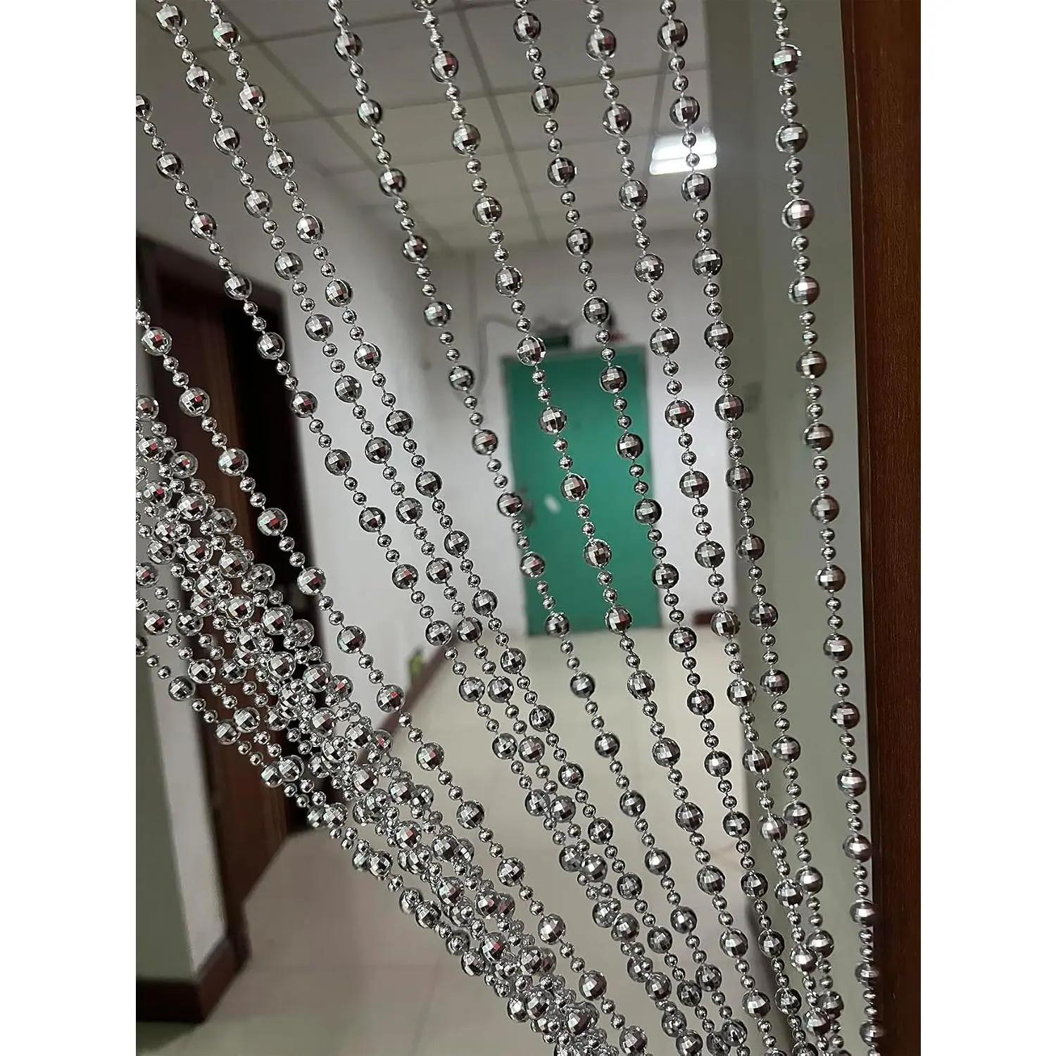 Plating Platicécor Door String Doorway Room Divider Window Tassel Blind Screen Panel (Silver, 39.3" W x 76.7" L (Pack of 1))