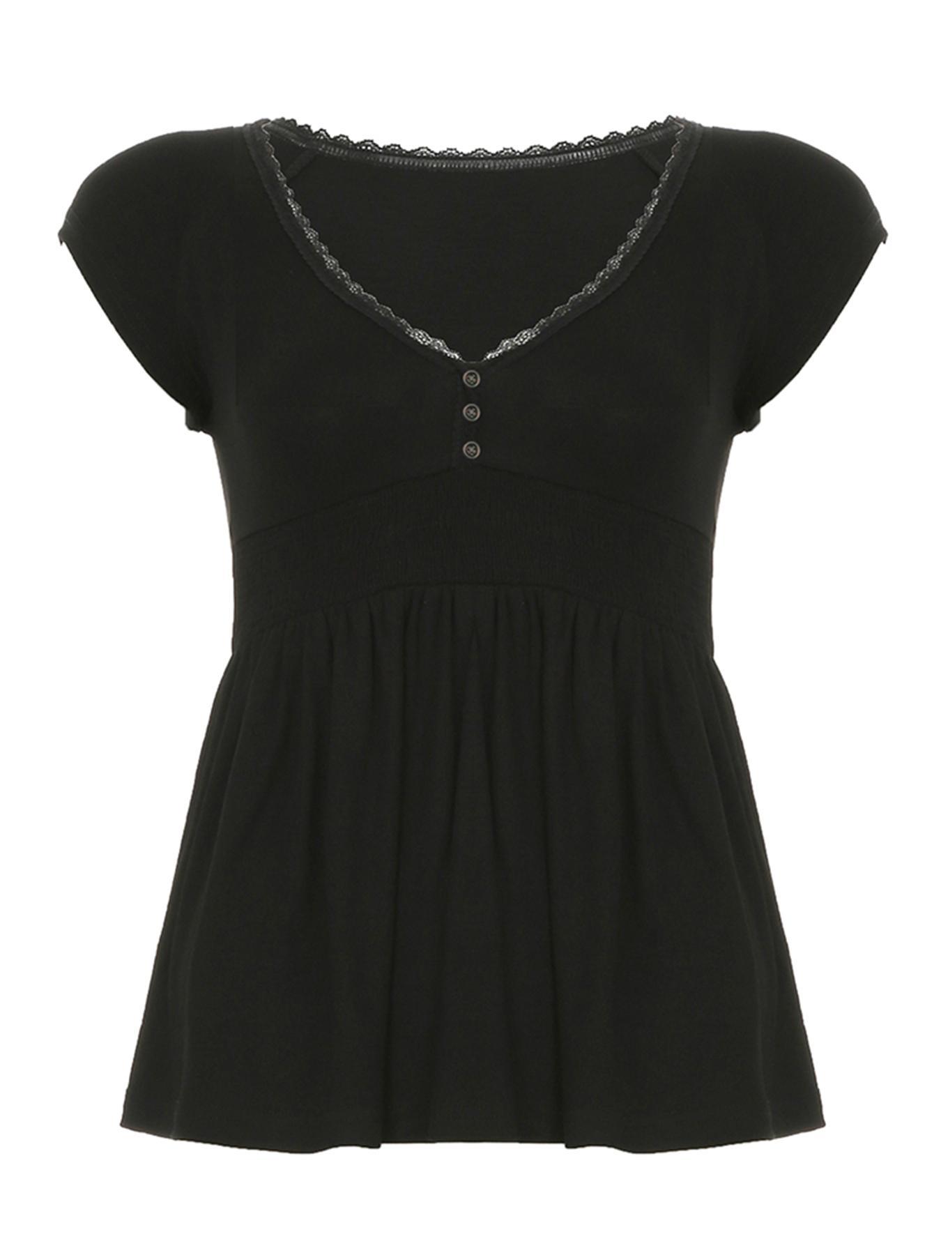 Women's Plain V Neck Tee, Casual Short Sleeve T-shirt for Summer, Ladies Clothes for Daily Wear, Top