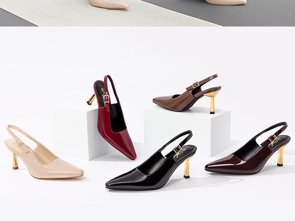 Athlefit Women's High Stiletto Slingback Heels Elegant Closed Square Toe Dress Pumps Shoes for Bridal Wedding Work Party Red