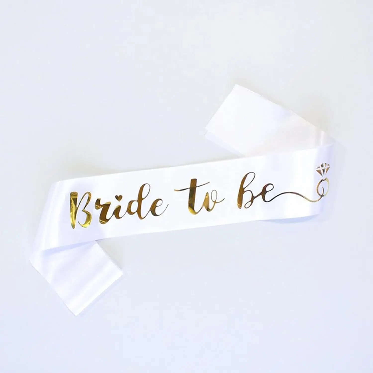 Bride to Be Sash for Bridal Shower Bachelorette Party Wedding | soft white satin sash with shiny  foil, ideal photo prop & delicate  for engagement, wedding and bridal shower party