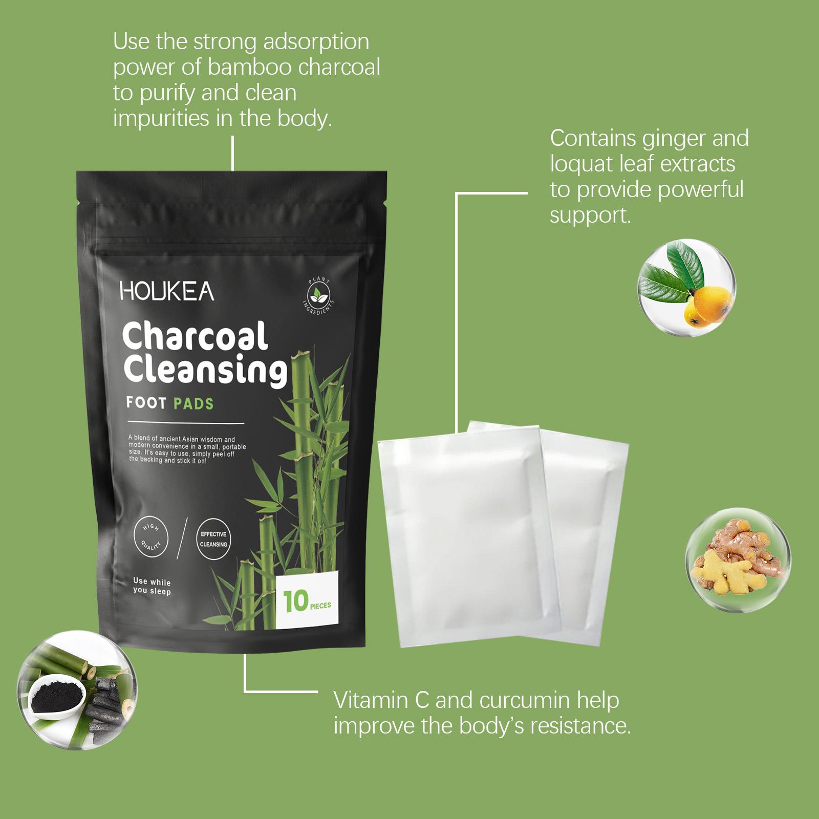 Houkea Bamboo Charcoal Foot Patches Daily Gentle Foot Cleansing Body Care Sleep Bamboo Charcoal Foot Care Patches
