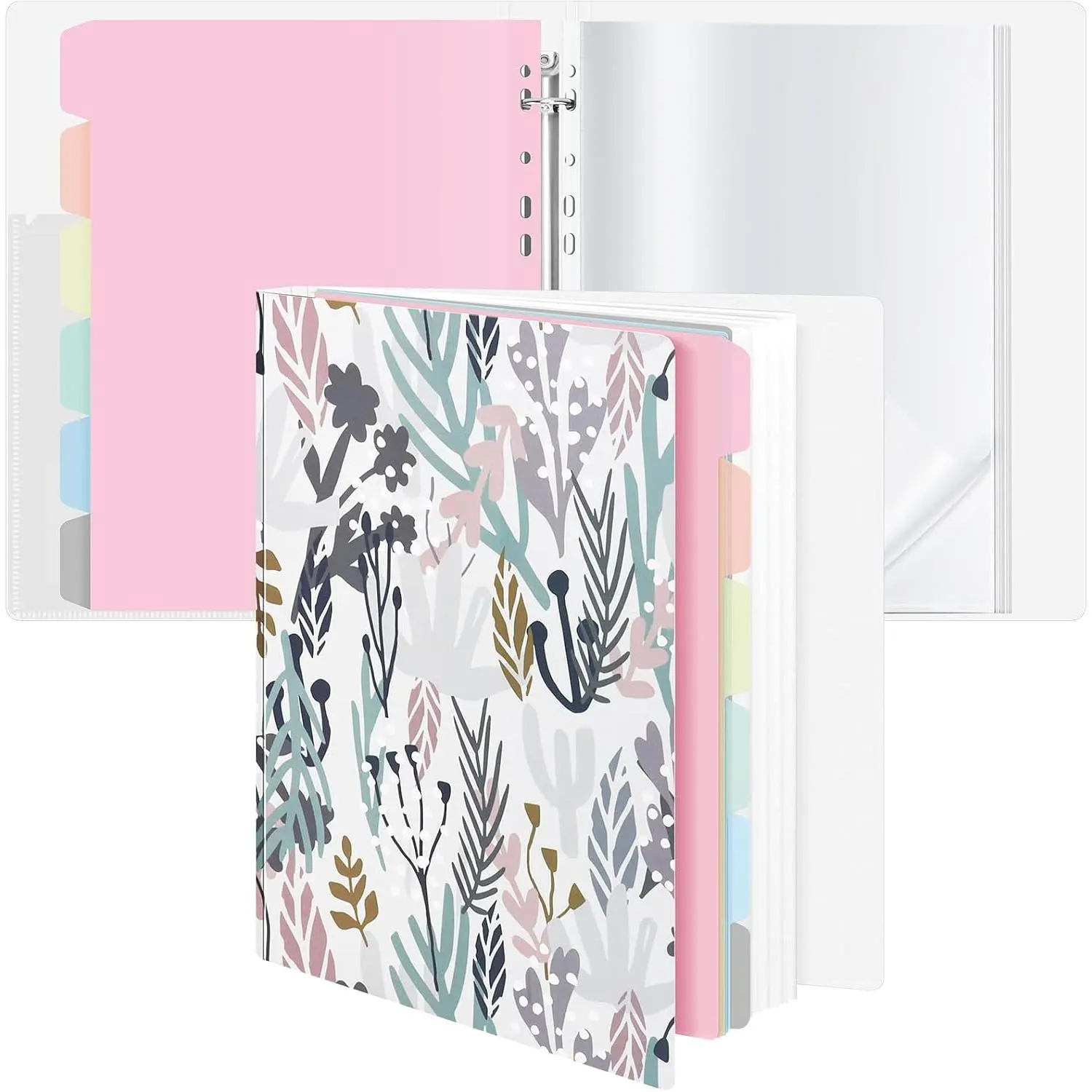 Binder with Plastic Sleeves, 40-Pocket for Letter & A4 Paper with 10 -Pocket Pages for A5 Documents, Presentation Binder Organizer, Pastel Divider for Papers, , Artwork