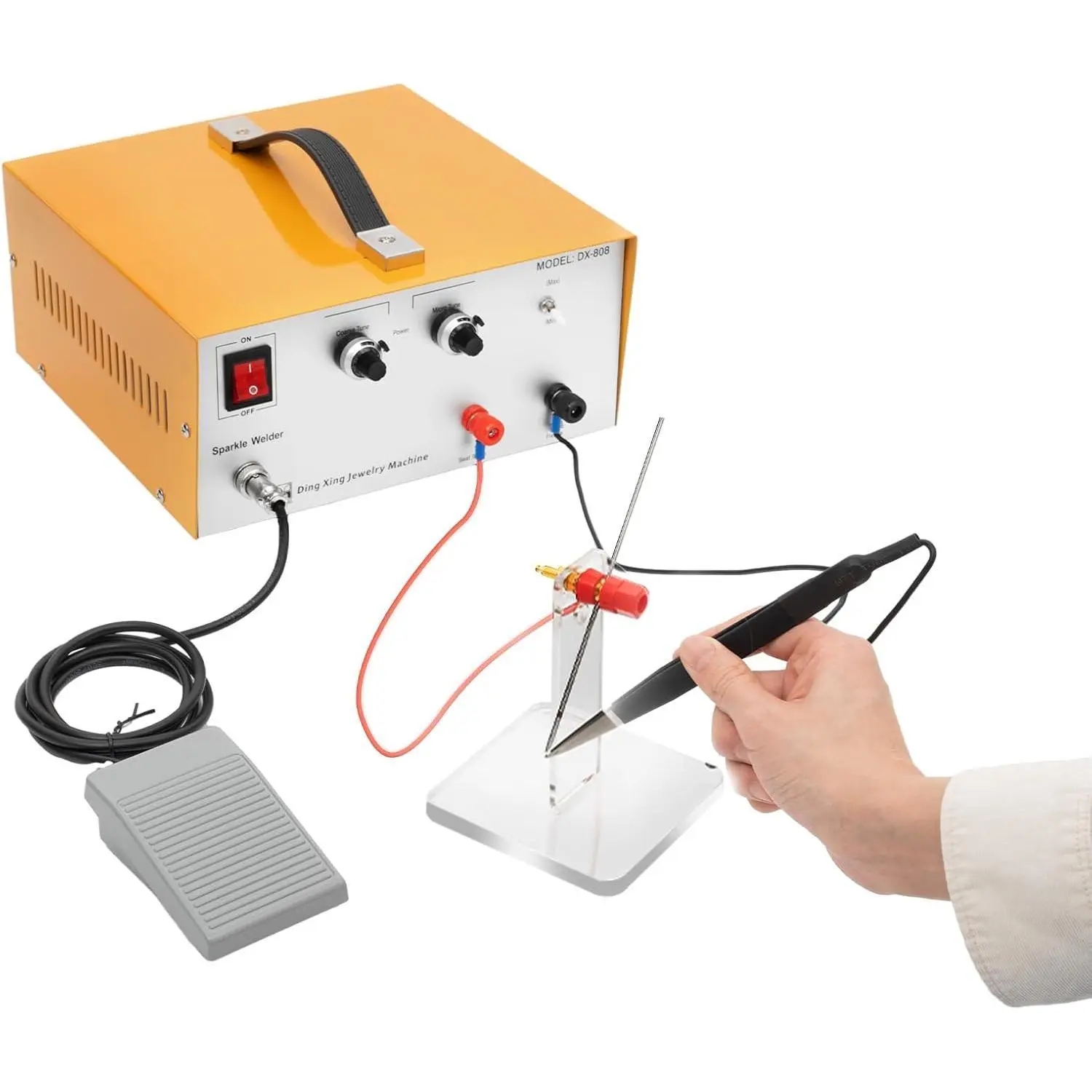 Portable Jewelry Welder Pulse Permanent Jewelry Welder Kit Spot Welder Sparkle Welder Electric Soldering Machine with Pedal Switch for Gold Silver Platinum Spot Welding