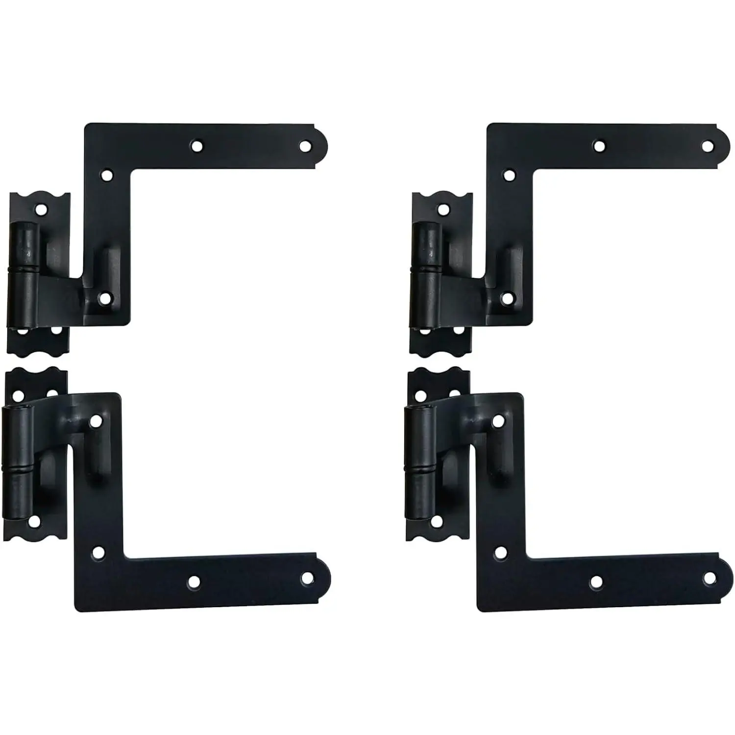 Blind Shutter Hinge for Wood Frame & Brick, Steel, 2-1/8" Offset, Powder Coated Matte Black, 4 Pack (2 Pair), Made in Taiwan
