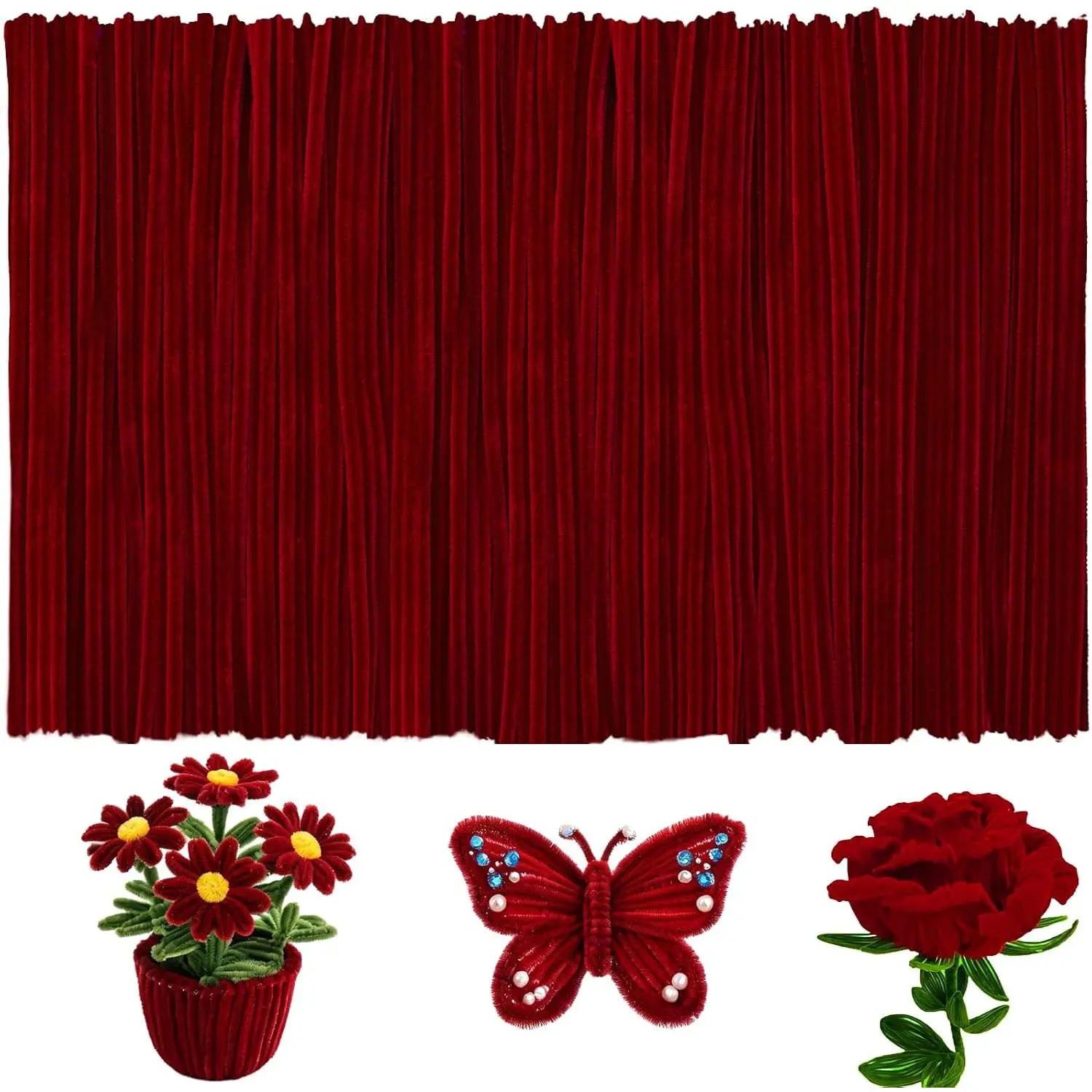 Pipe Cleaners Bulk Pipe Cleaner Flower Kit, DIY Pipe Cleaners  Craft Stems for Classroom Decor Halloween Decor Limpia Pipas,Valentines Day Gifts Chenille Stems Crafting Supplies Craft Kits