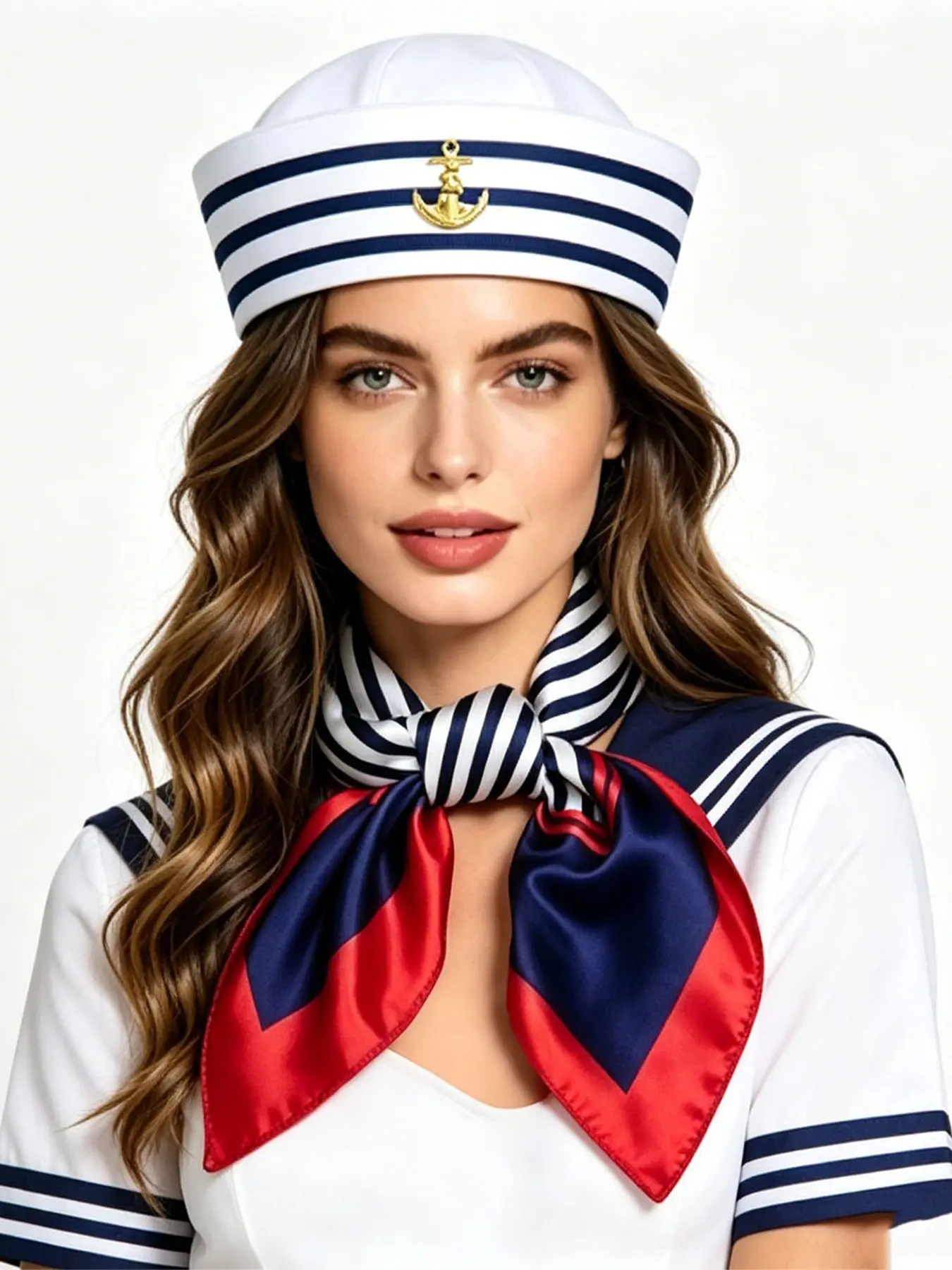 2pcs Sailor Theme Party, Vintage Uniform Cosplay Costume, Beach Summer Dress, Halloween Event Decoration, Two-Piece Set