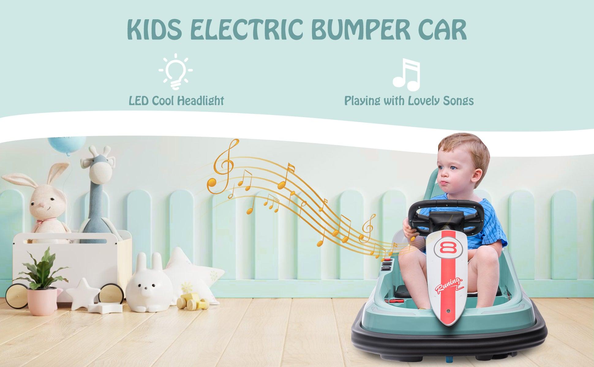 【GARVEE】Electric Ride-On Bumper Cars for Toddlers Ages 1.5-6 with Steering Wheel, Safety Belts, 360 Degree Spin, 2 Speeds, Lights, Music & Horn. Available in Red, Pink, White, and Green.