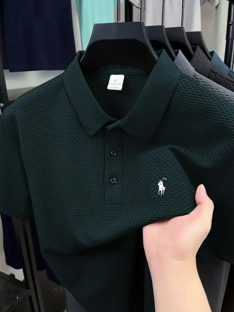 Men's Regular Fit Letter Print Polo Shirt, Casual Short Sleeve Collared Top for Summer, Fashion Men's Clothes for Daily Wear