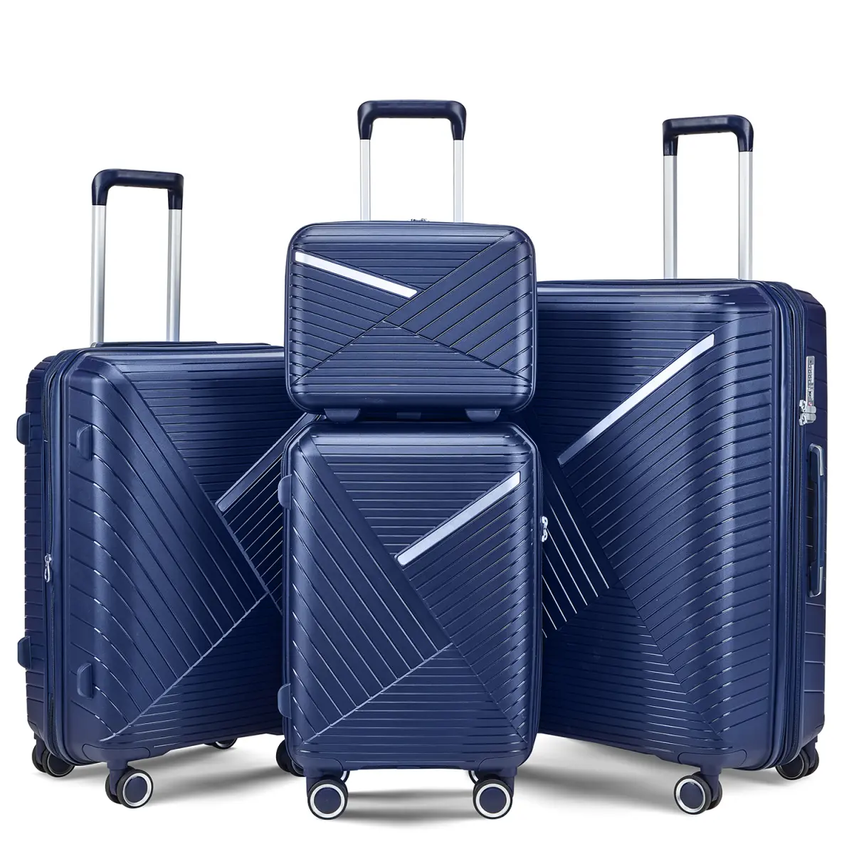 Luggage Sets 4 Piece(14/20/24/28), Expandable Hardshell Luggage Sets with Spinner Wheels, Lightweight Travel Suitcase Set with TSA Locks, 20 inch Carry On for Women (Navy Blue, 4 Piece Set)