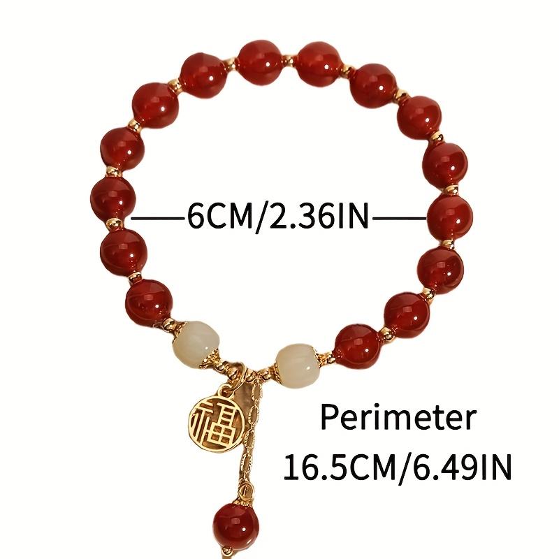 Women's Chinese Lucky Fortune Bracelet - Red Good Luck Charm Beads with Fu Character, Elegant Vintage Jewelry Gift for Mothers Day, Birthdays & Daily Wear for Luck
