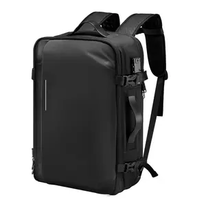65L Expandable Vacuum Seal Compression Travel Backpack - TSA-Approved Lock, Multiple Pockets & Compartments, Water-Resistant Carry-On Luggage, No Pump, Black Waterproof Diaper Bag
