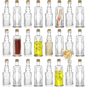 24 pcs Small Mini Clear Vintage Glass Bottles with Corks, Small Bud Vases, Decorative, Potion Bottles, 1.6oz for Party Wedding DIY Decoration/ Sand Art Bottles/Spell Jars/Message In a Bottle Kitfidget toys