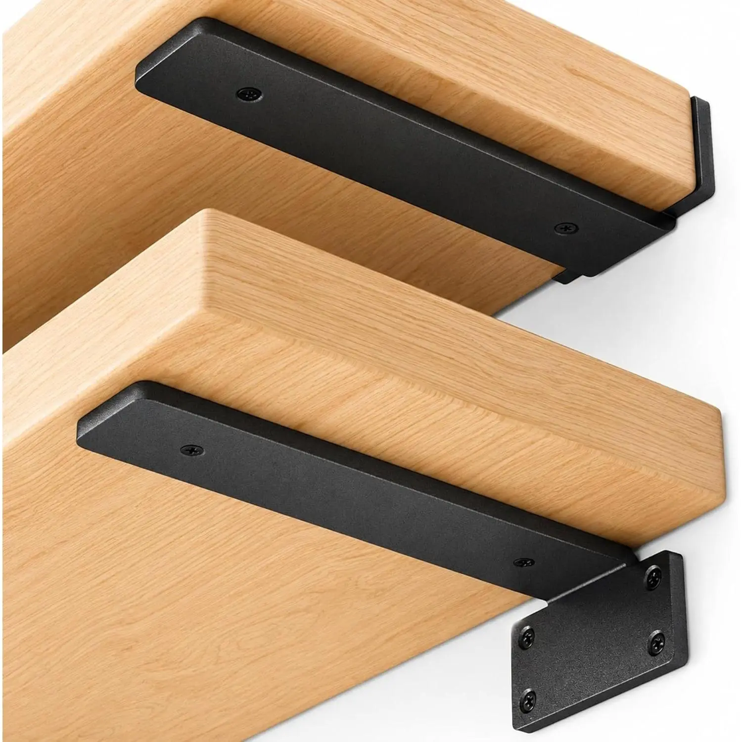 6 Pack 6 Inch Heavy Duty Floating Shelf Brackets, Hidden L Bracket Design for DIY Rustic Industrial Shelving, Modern Iron Finish, BlackGift