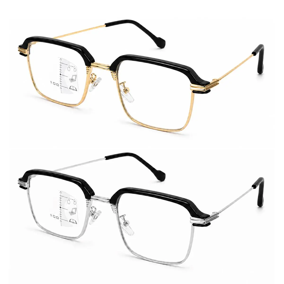 Fashionable 3-Zone Multifocal Reading Glasses for Men Women, Photochromic Reading Glasses Blue Light Readers, Lightweight Eyeglasses for Phone Computer Reading, Work Travel Everyday Wear, +1.00~+3.00 Strengths, SummerVibes