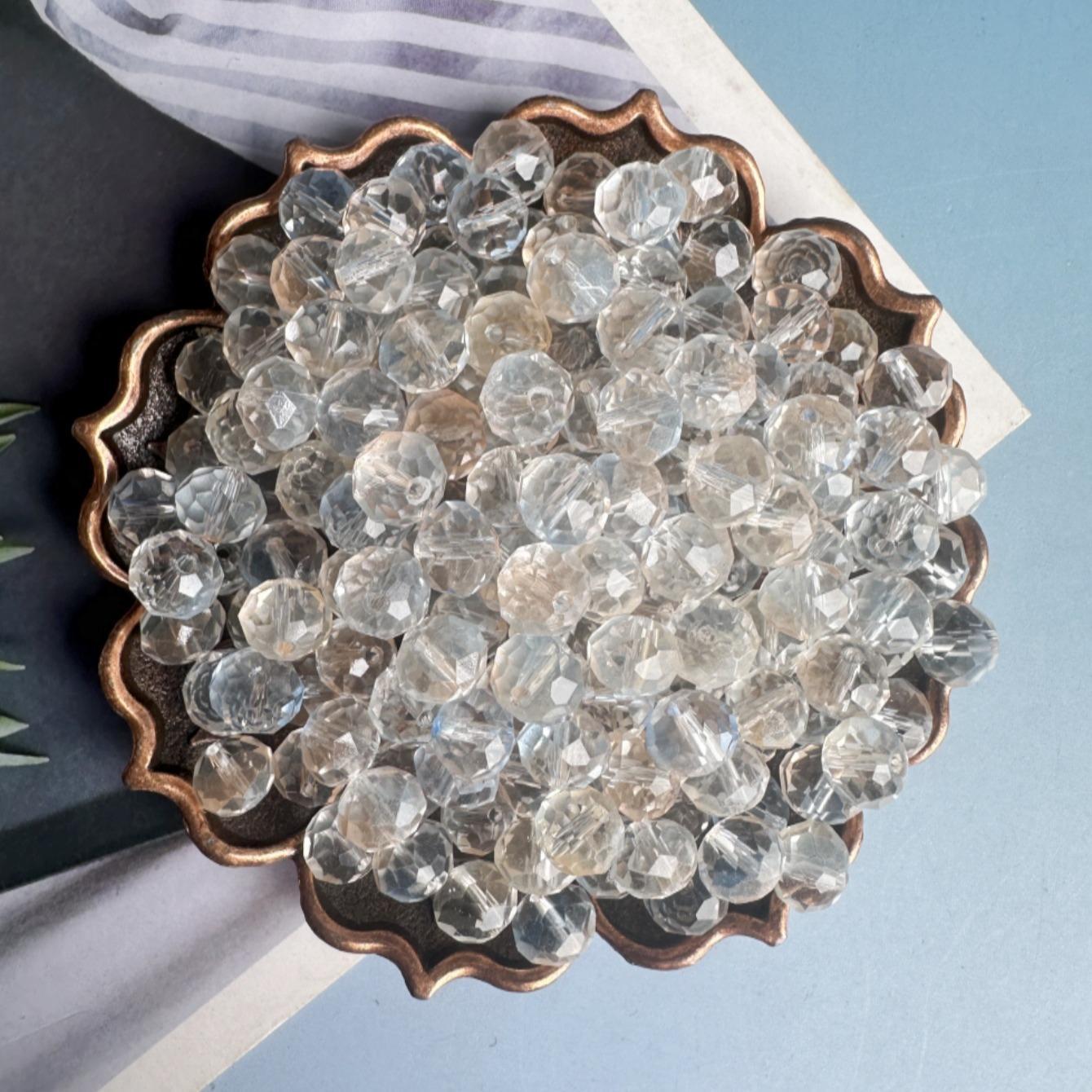 8mm Glass Bead, 100pcs/set Transparent High Gloss Bead, DIY Jewelry Making Supplies for Necklace Bracelet Earrings Pendant, Crafts