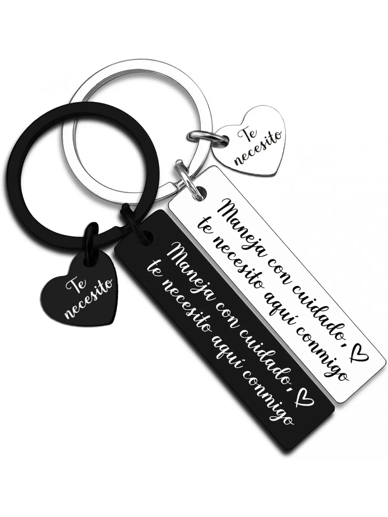 Drive Safe Stainless Steel Keychain Keyrings For Him: Drive Carefully, I Need You Here With Me | Keychain For Dad in Spanish | Drive Safe Car Accessories For Men, Boyfriend, Brother, Husband, Dad, Uncle, Father's Day Gift