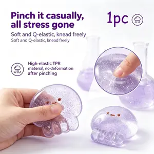 Three-Color Jellyfish Stress Relief Toy, Quick Rebound Feel, Blue Transparent, Relax and Focus, Fun Novelty Squeeze Toy, Office Desk Item, Holiday Birthday Gift