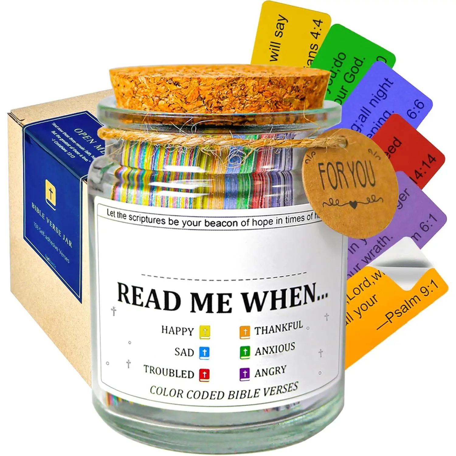 Read Me When Verse Jar for Daily Encouragement, Prayer Jar with 108 Stickable Scripture Cards, Birthday Christian Gifts for, Graduation Gift for Her, Gifts for Mom from Daughter Son