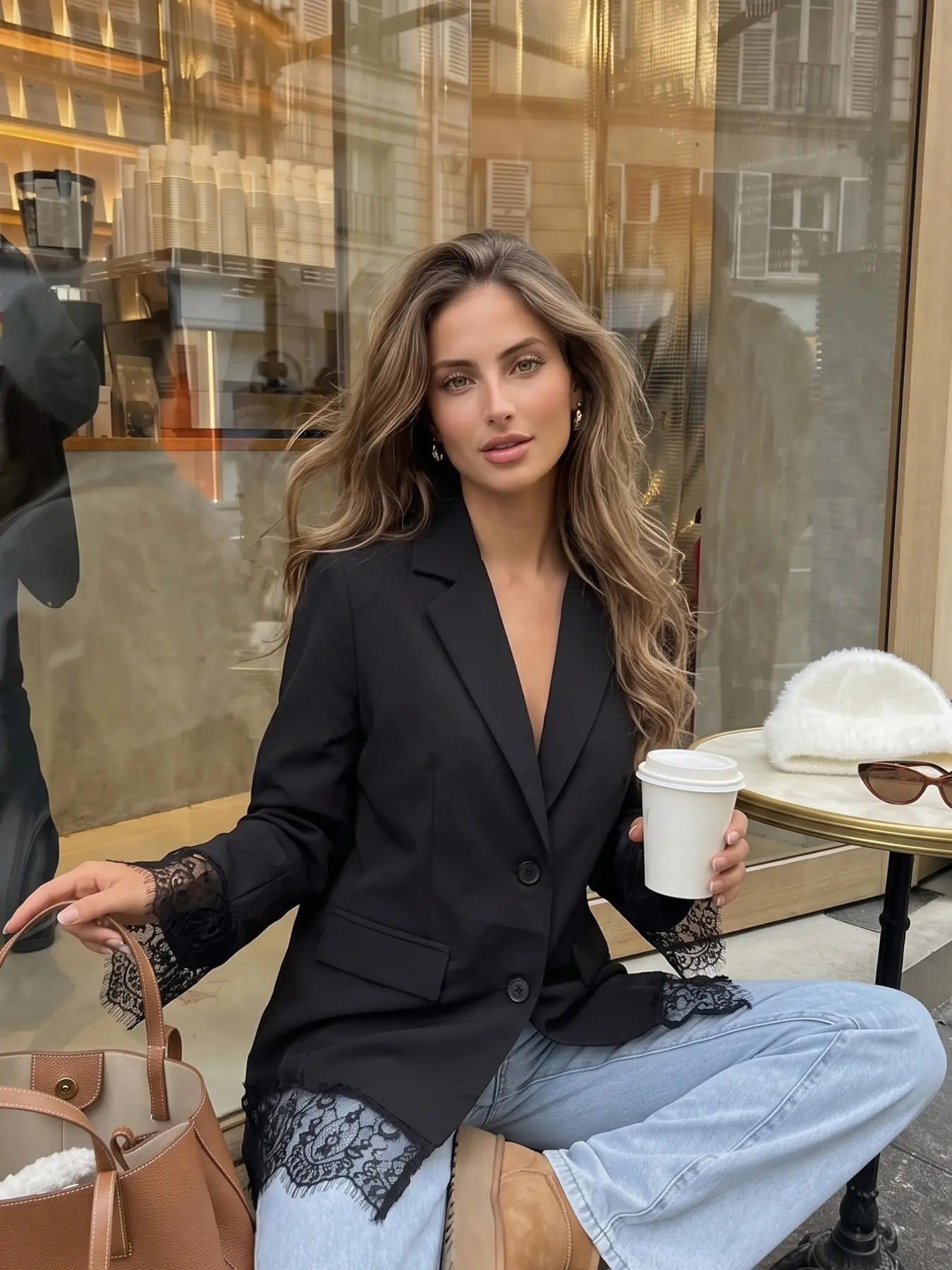 Lace Patchwork Blazer for Women, Luxury Spring 2026 New Arrival, Casual Loose Fit, Vacation Style, Elegant Oversized Suit Jacket