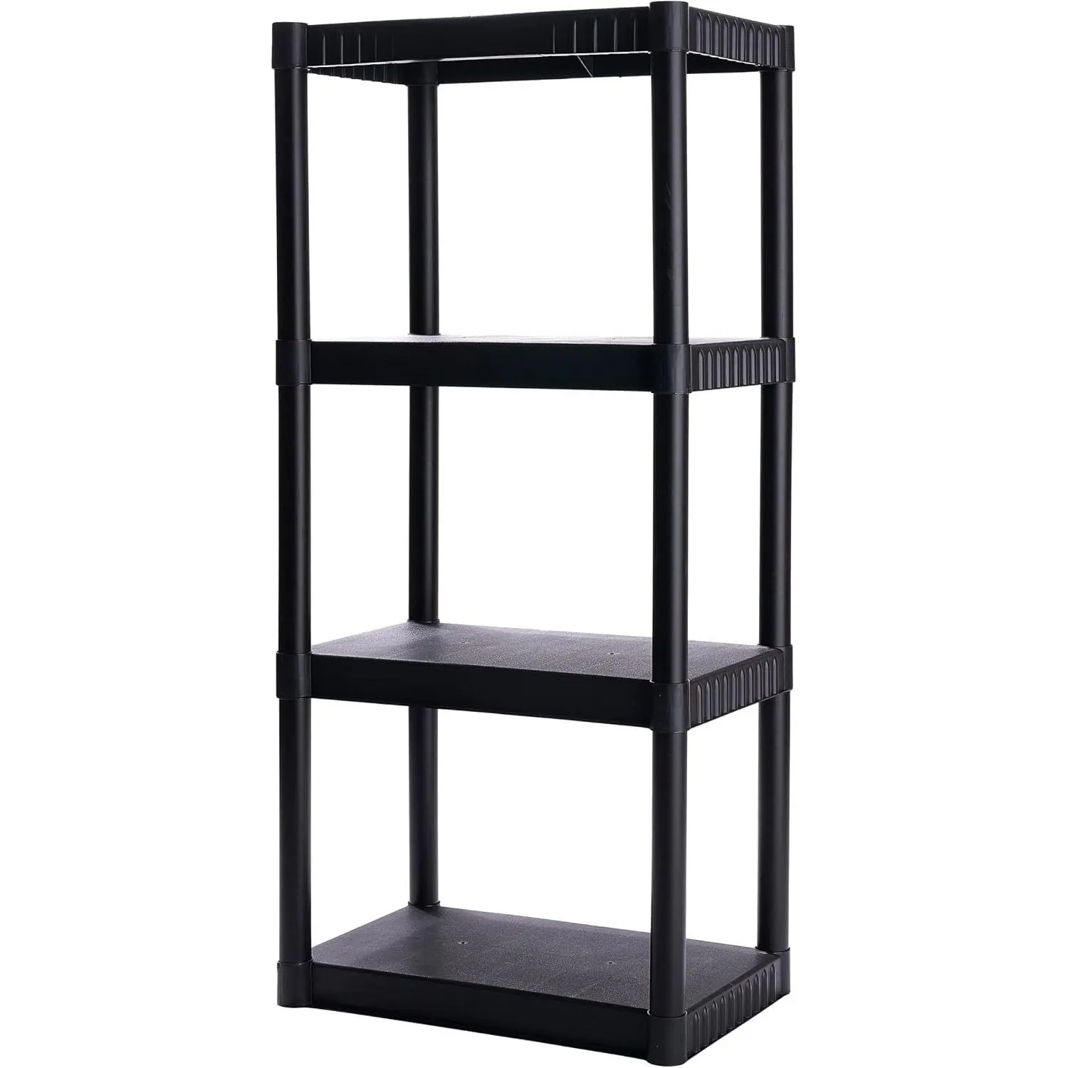 4-Shelf Plastic Storage Shelves, 48” x 23” x 14”, 200lb Capacity, Easy to Assemble Durable Plastic Shelving Unit for Pantry, Office, Closet and Garage