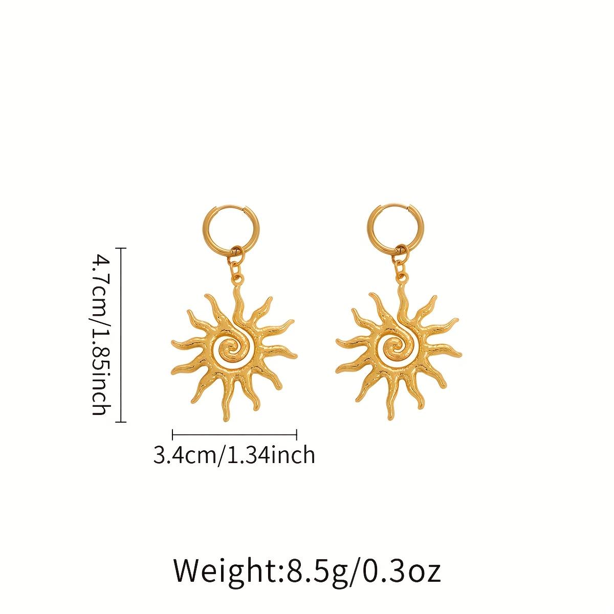 Sun-shaped stainless steel earrings, spiral texture, eco-friendly material that does not fade, suitable for vintage enthusiasts' daily wear, unique artistic earrings