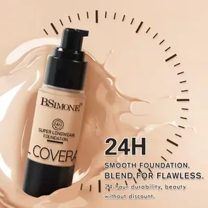 Bsimone 24h Long-Lasting Foundation Liquid, Professional Makeup, Sweatproof, High Coverage, Suitable for All Skin Types, Perfect for Events
