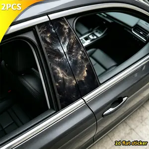 2pcs Gothic Dark Storm Gold Lightning Metal Wing Magic Array Car Sticker, Waterproof Scratch-Resistant, Fits Sedan Pickup Suv Off-Road Vehicles