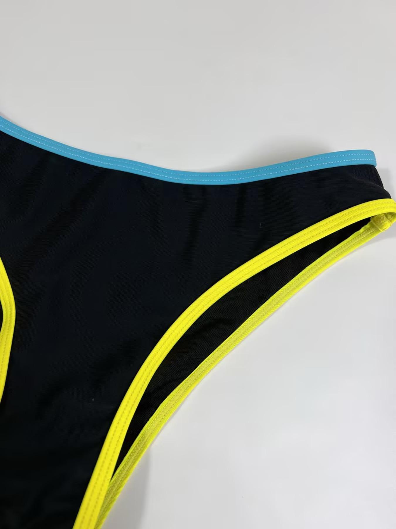 Women's Colorblock Print Bikini Set, Casual Fashion Chic Swimsuit Set for Beach Holiday Vacation, Ladies Swimwear for All Seasons