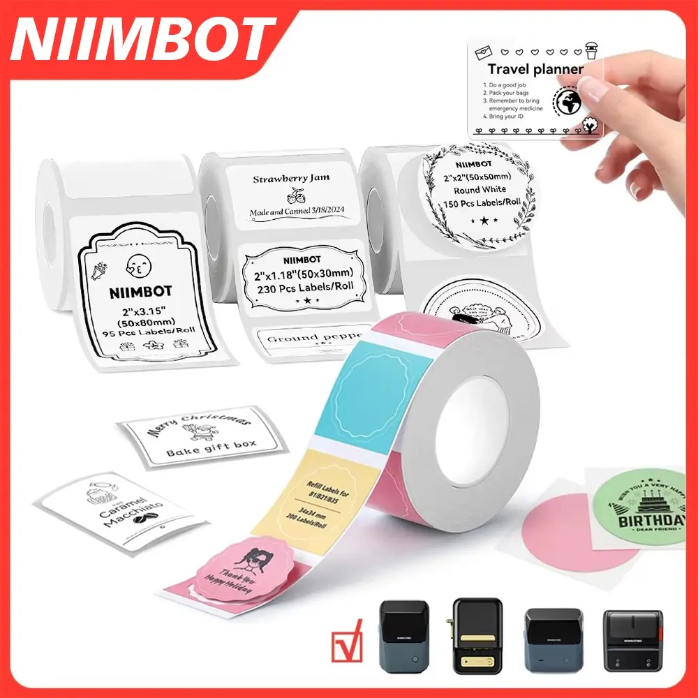 Niimbot Label Paper Thermal Labels, Direct Thermal Labels, Waterproof Oil-Resistant Adhesive Stickers for B1/b21/b203/b3s/b31/b4 Tags, Durable & Reliable